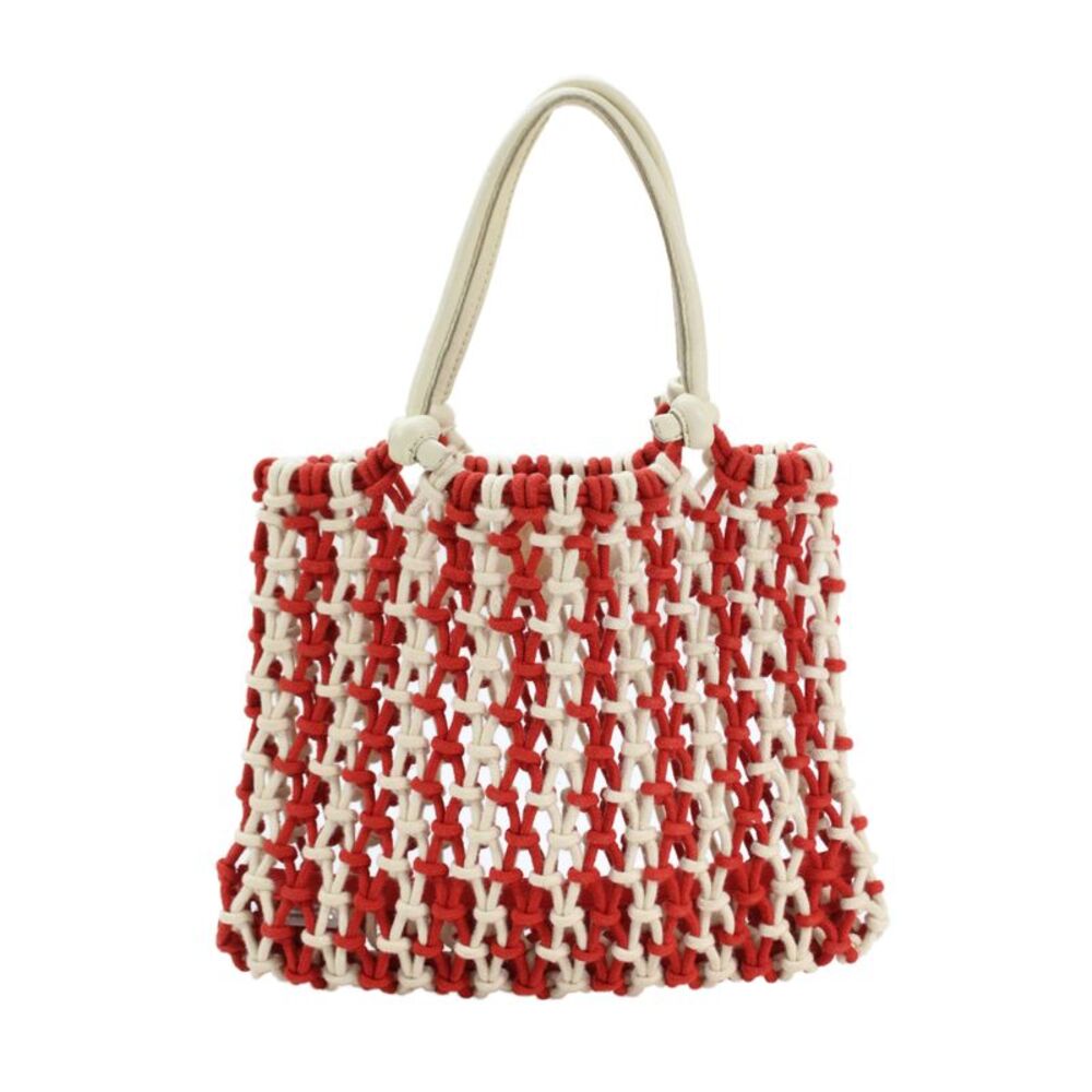 Clare V. Womens Petite Sandy Striped Open Tote Handbag Red